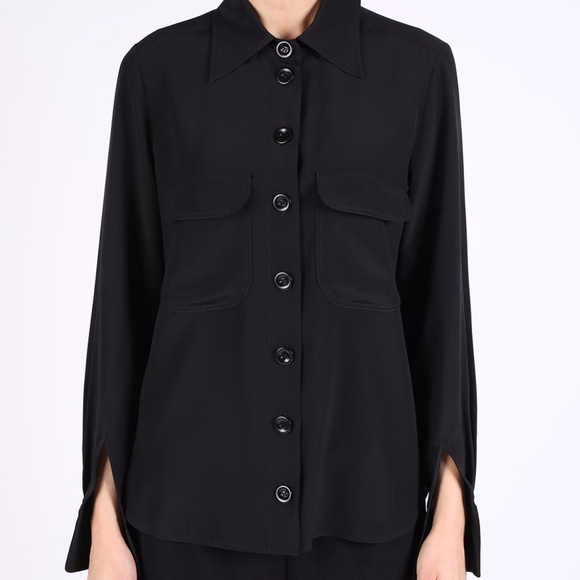 Chloe black button down sheer blouse - Picture 1 of 8